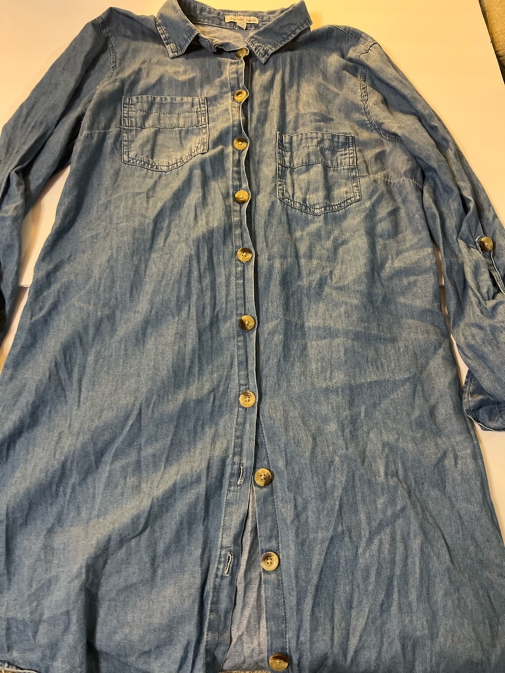 Charlotte Russe Light Blue Denim-Style Button-Down Shirt